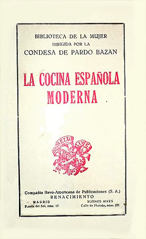 Portada de La cocina española moderna, de Emilia Pardo Bazán